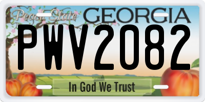 GA license plate PWV2082