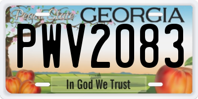 GA license plate PWV2083