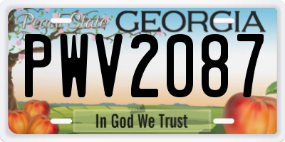 GA license plate PWV2087