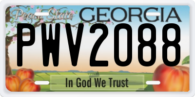 GA license plate PWV2088
