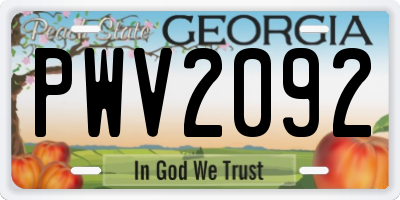 GA license plate PWV2092