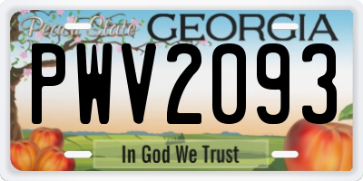 GA license plate PWV2093