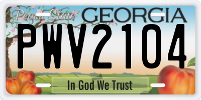 GA license plate PWV2104
