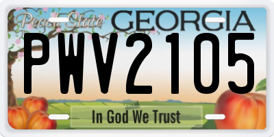 GA license plate PWV2105