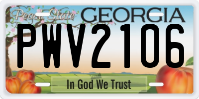 GA license plate PWV2106