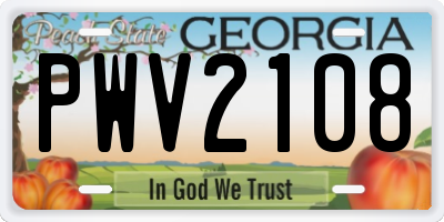 GA license plate PWV2108