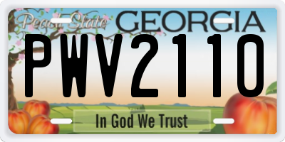 GA license plate PWV2110