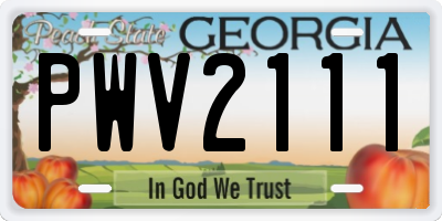 GA license plate PWV2111