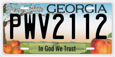 GA license plate PWV2112