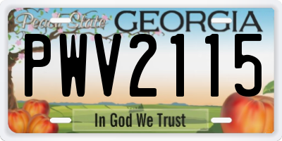 GA license plate PWV2115