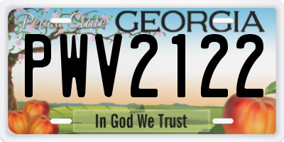 GA license plate PWV2122