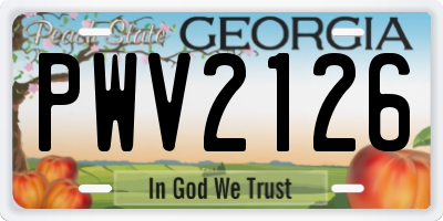 GA license plate PWV2126