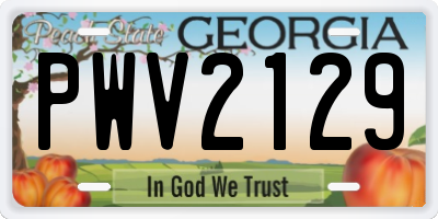 GA license plate PWV2129