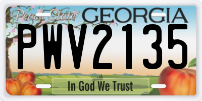 GA license plate PWV2135