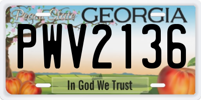 GA license plate PWV2136