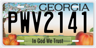 GA license plate PWV2141