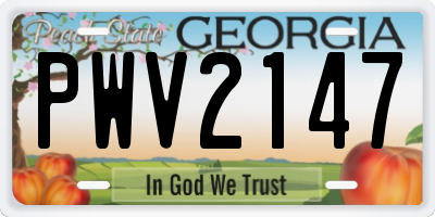 GA license plate PWV2147