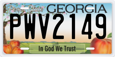 GA license plate PWV2149