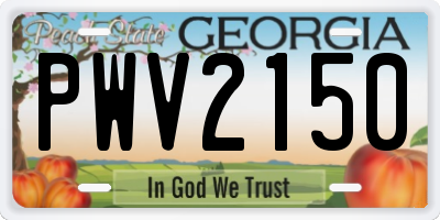 GA license plate PWV2150