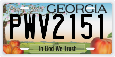 GA license plate PWV2151
