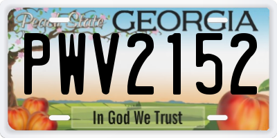 GA license plate PWV2152