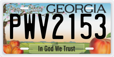 GA license plate PWV2153