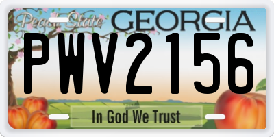 GA license plate PWV2156