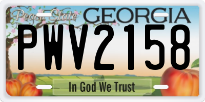 GA license plate PWV2158