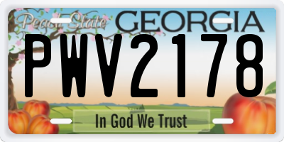 GA license plate PWV2178