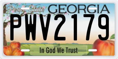 GA license plate PWV2179