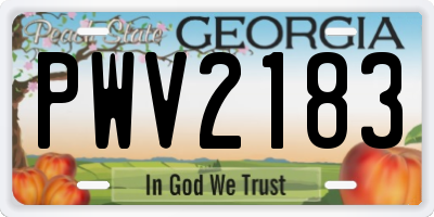 GA license plate PWV2183