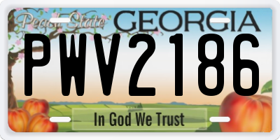 GA license plate PWV2186