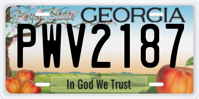 GA license plate PWV2187