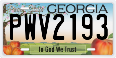 GA license plate PWV2193
