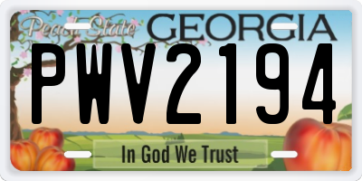 GA license plate PWV2194