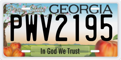 GA license plate PWV2195