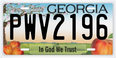 GA license plate PWV2196