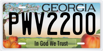 GA license plate PWV2200
