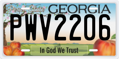 GA license plate PWV2206