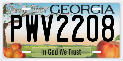GA license plate PWV2208