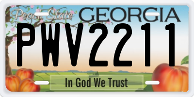 GA license plate PWV2211