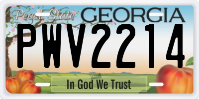 GA license plate PWV2214
