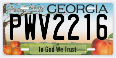 GA license plate PWV2216