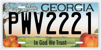 GA license plate PWV2221
