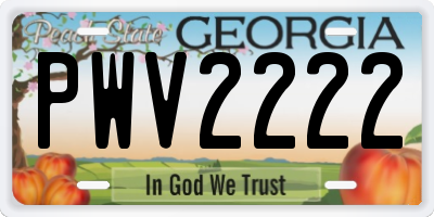 GA license plate PWV2222