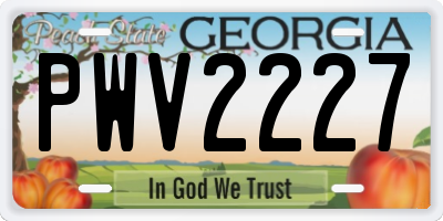GA license plate PWV2227
