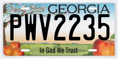 GA license plate PWV2235