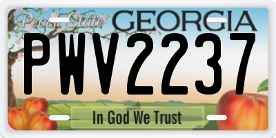 GA license plate PWV2237