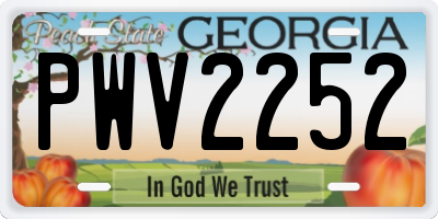 GA license plate PWV2252