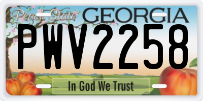 GA license plate PWV2258